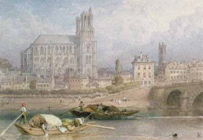 Kathedraal van Nantes vanaf de rivier door Myles Birket Foster